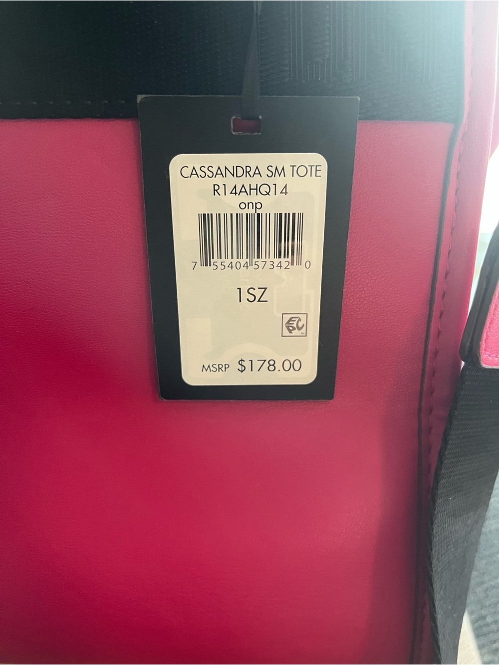 DKNY Hot Pink Cassandra Small Tote with Black Signature Strap - Picture 3 of 11